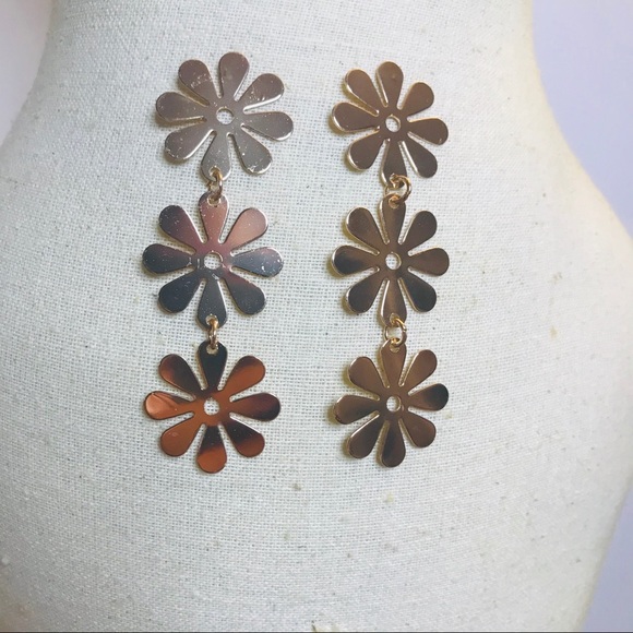 Jewelry - SOLD | 70s Style Flower Child Gold Dangle Earrings